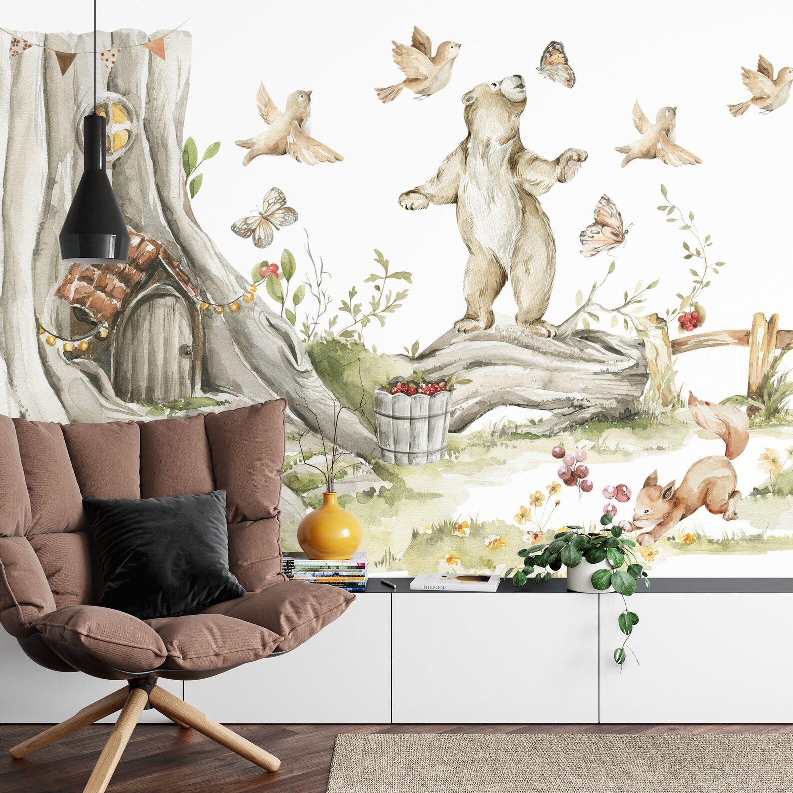 Watercolor Forest Animals Nursery Mural Gift