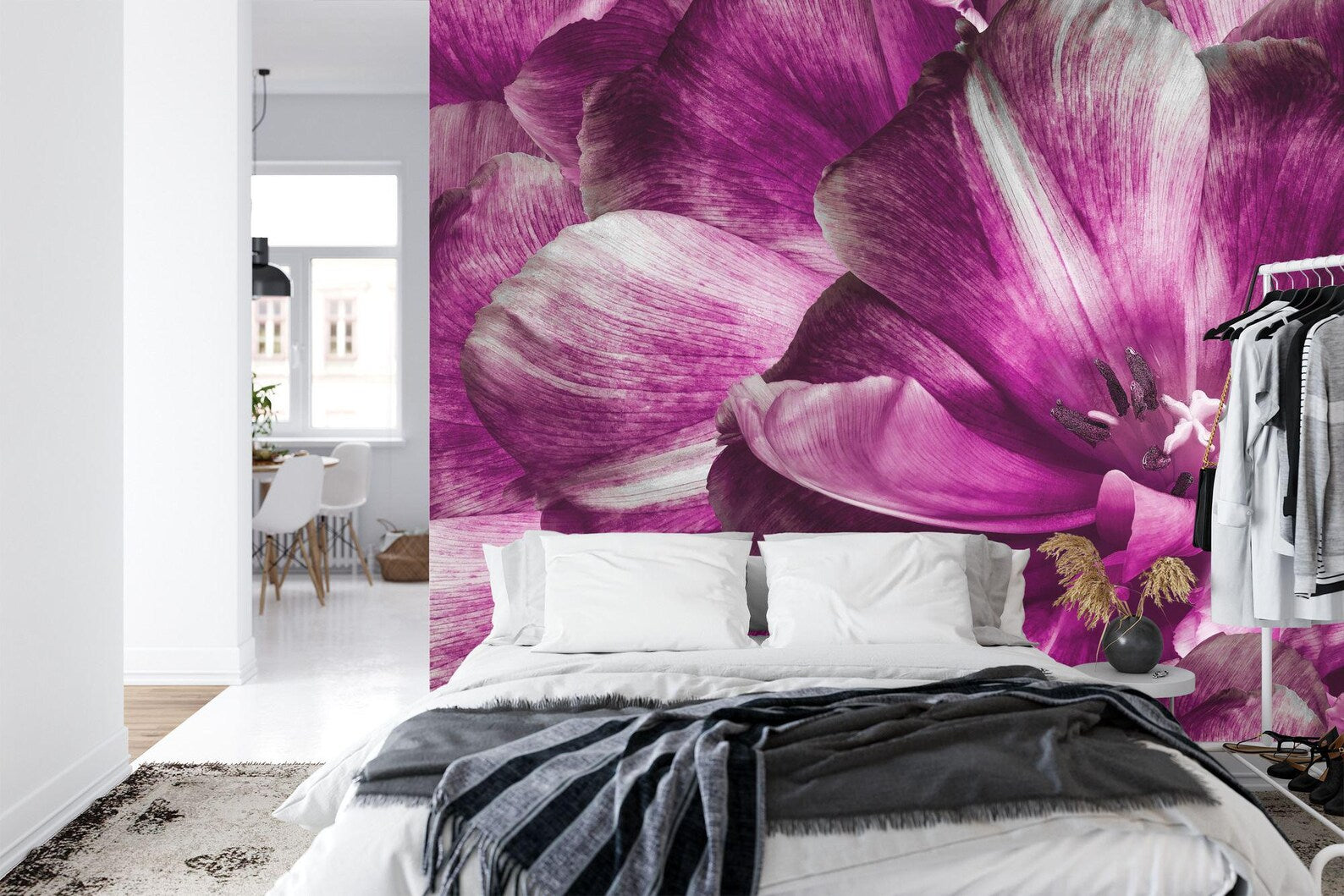 Purple Tulip Flower Wall Mural Art Print