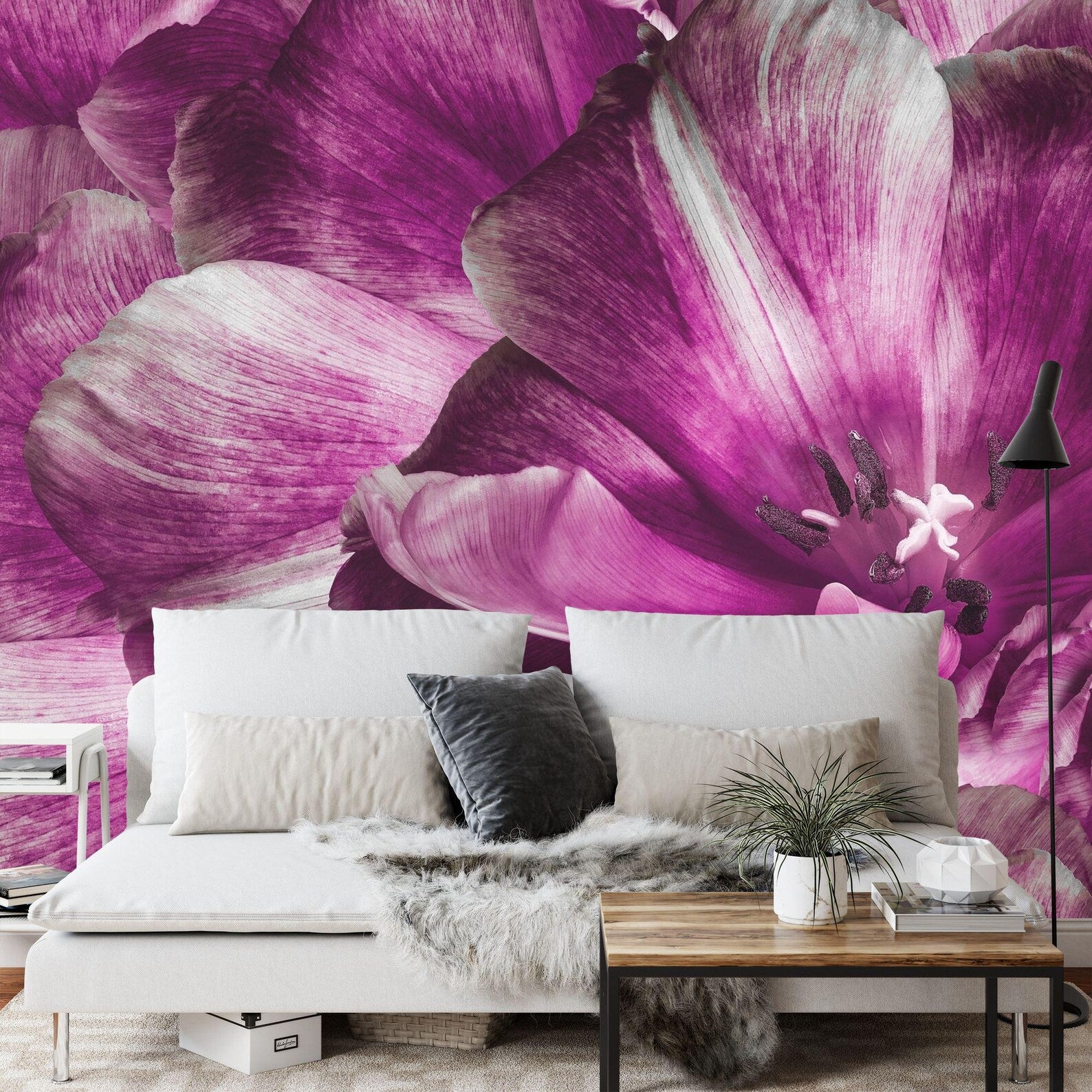 Purple Tulip Flower Wall Mural Art Print