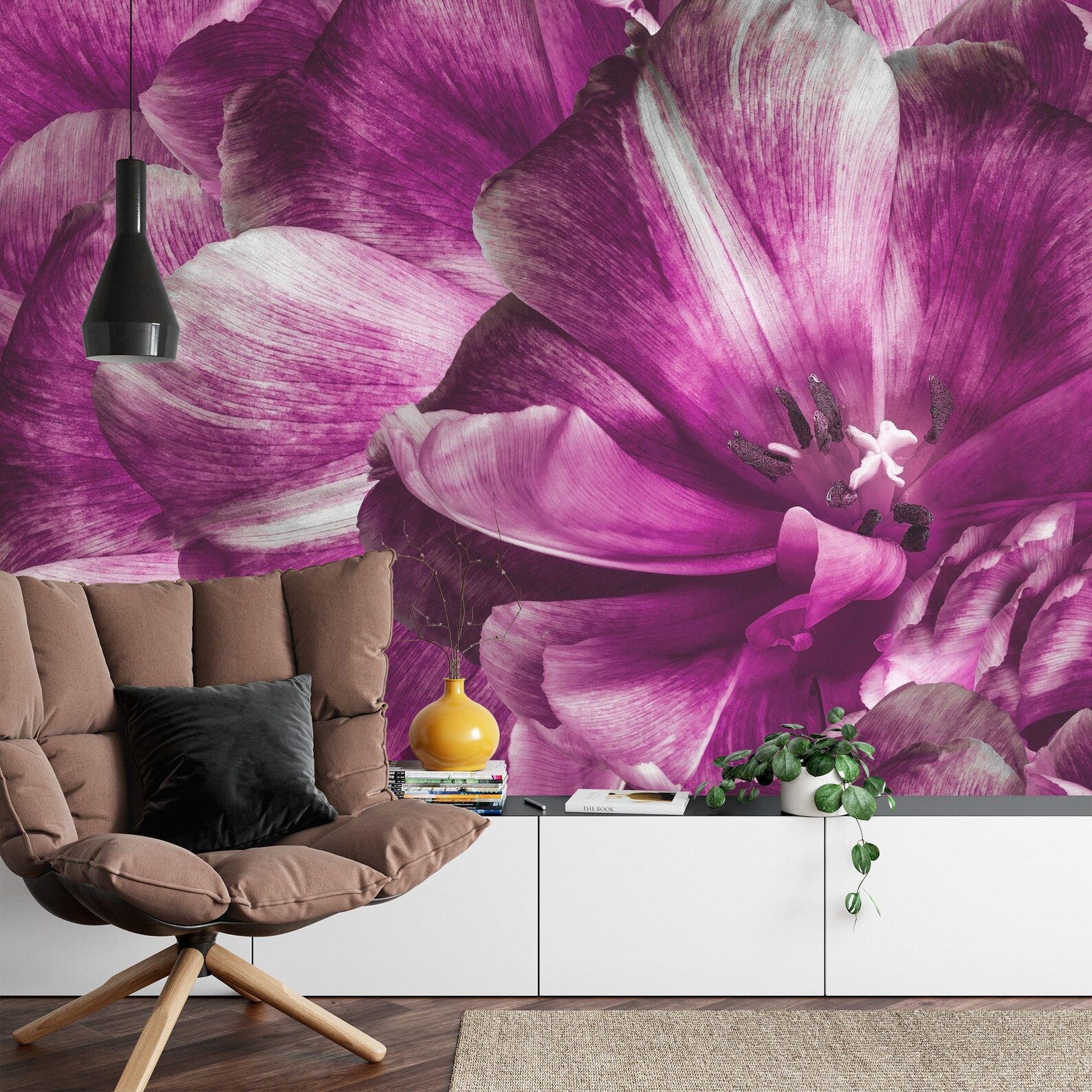 Purple Tulip Flower Wall Mural Art Print