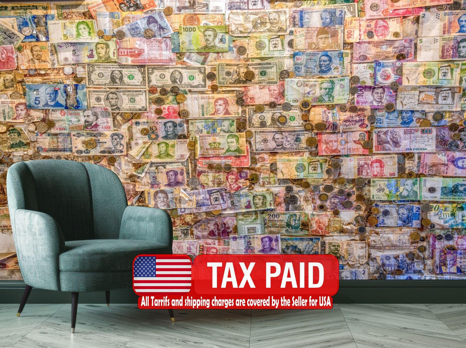 Money Currency Wallpaper Mural Art Print