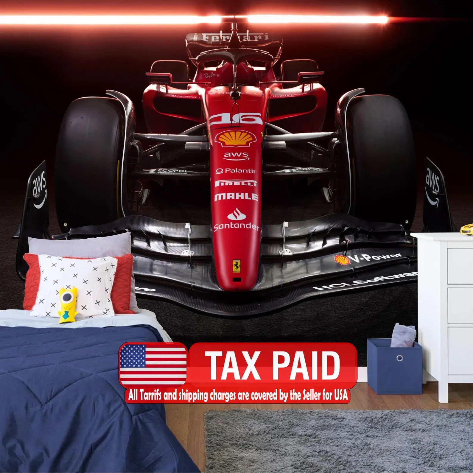 Formula 1 Car Race Wall Mural Teen Boys Room Decor