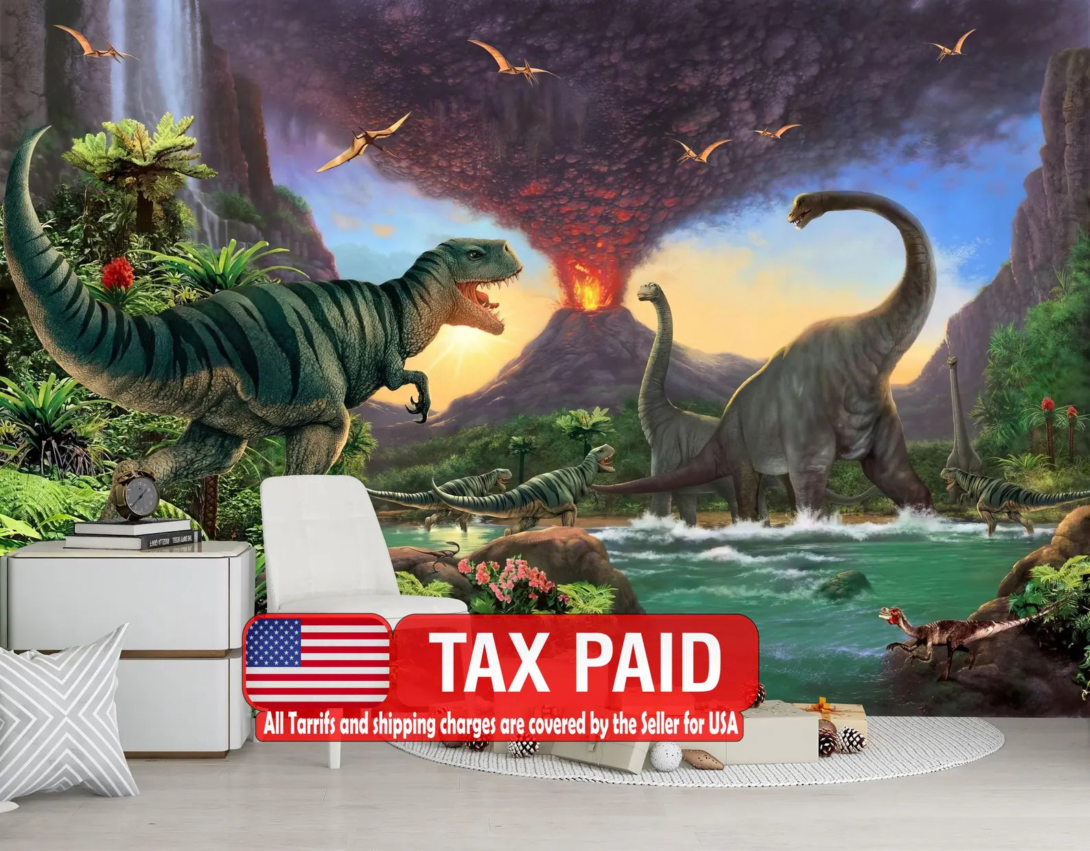 Dinosaur Nursery Wallpaper Mural Gift