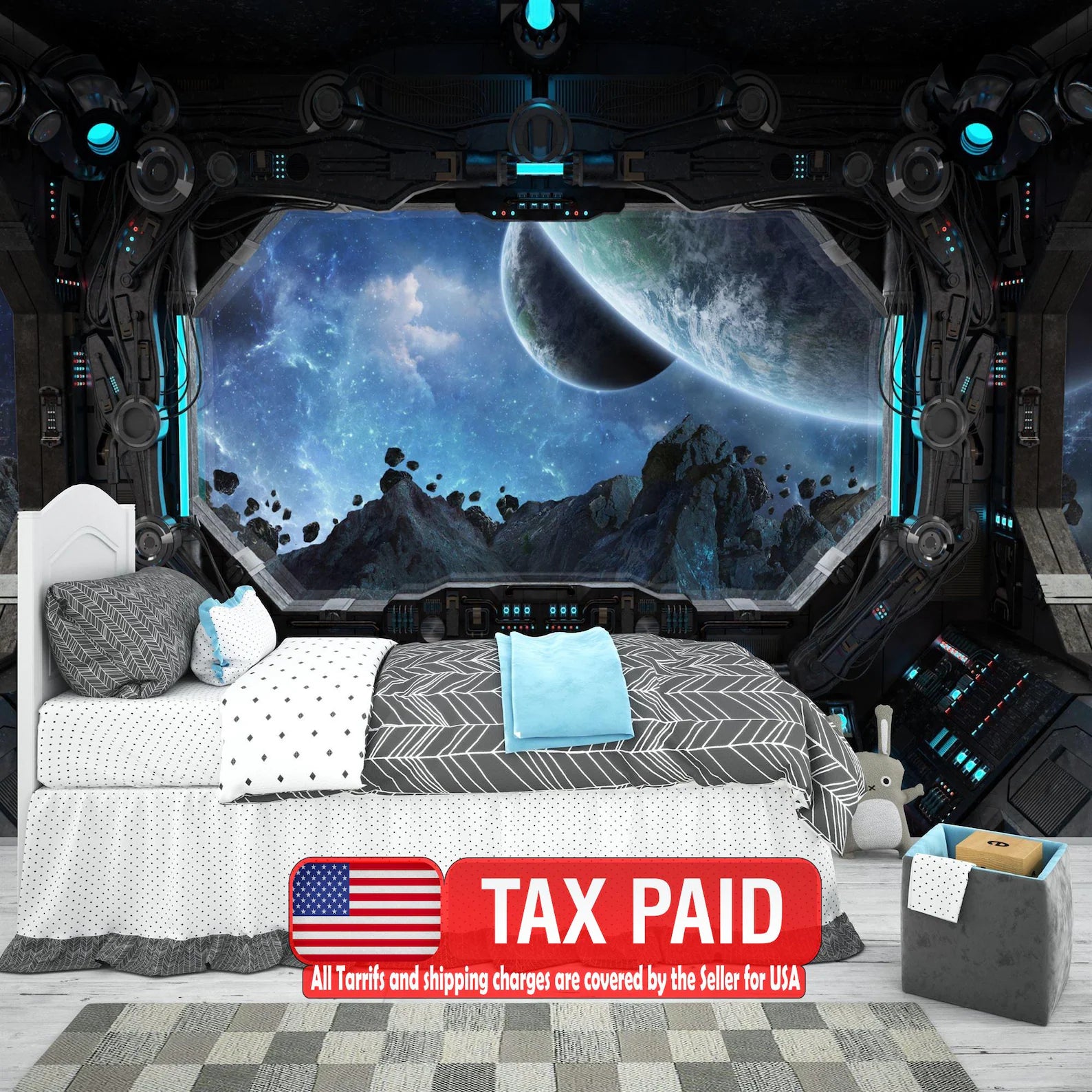 Spaceship Window Wall Mural, Stars Astronomy