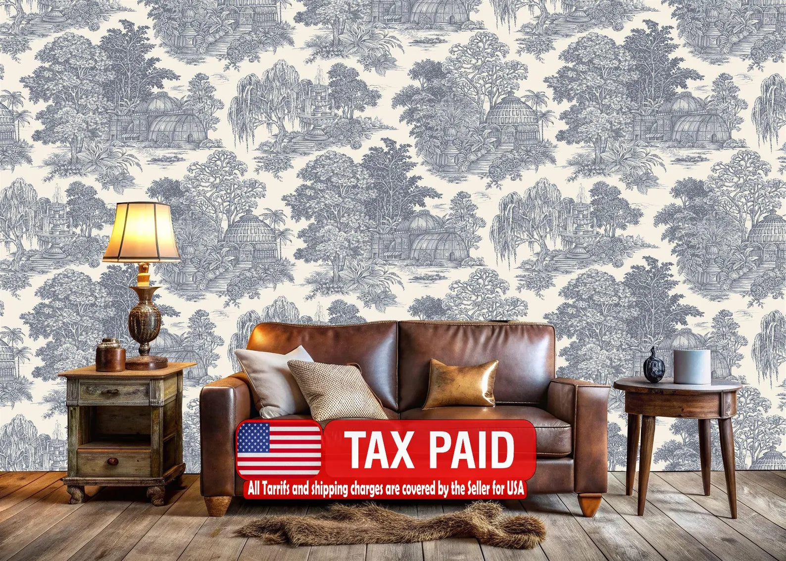 Vintage Chinoiserie Village Wallpaper Mural Gift