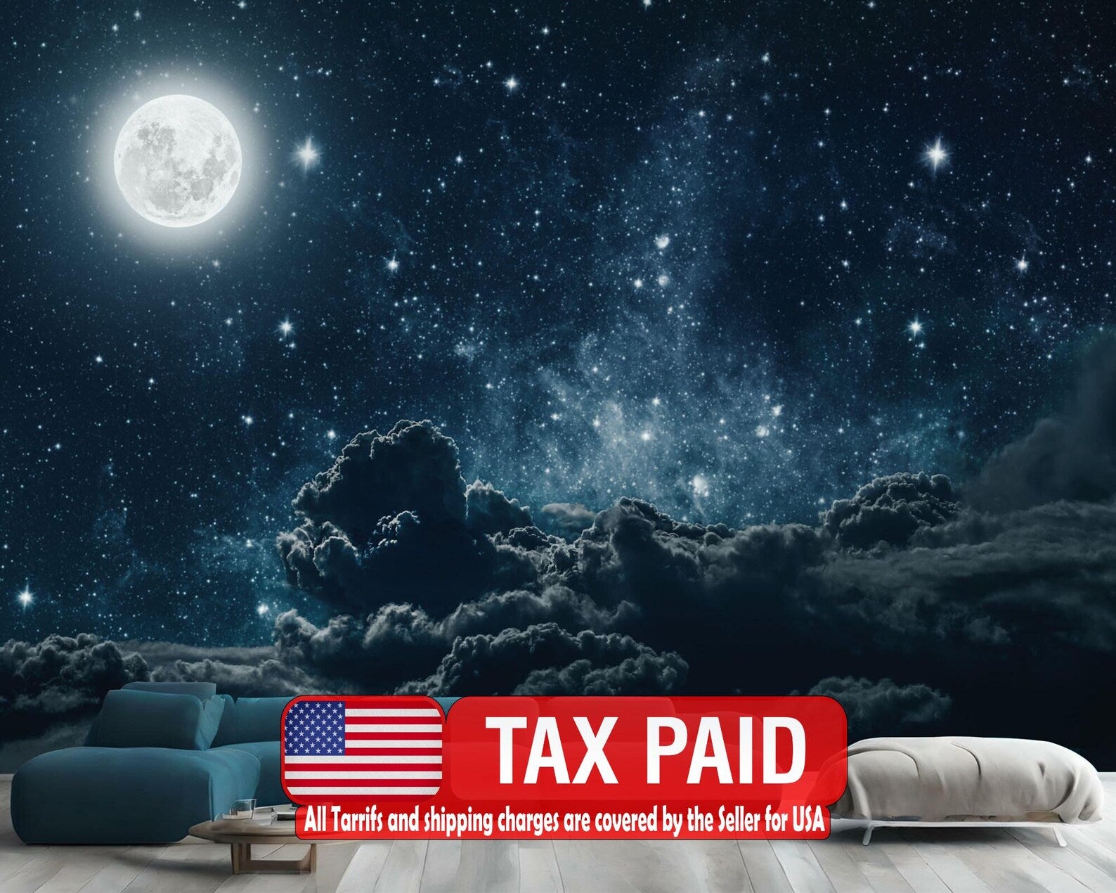 Night Sky Stars Wall Mural Modern Art