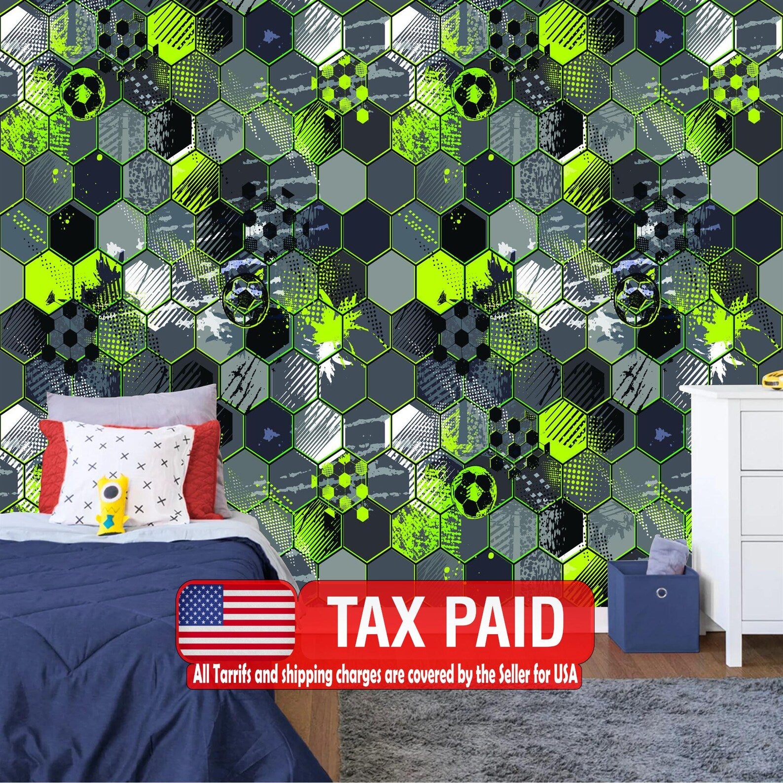 Gaming Kids Room Wallpaper Mural, Soccer Ball