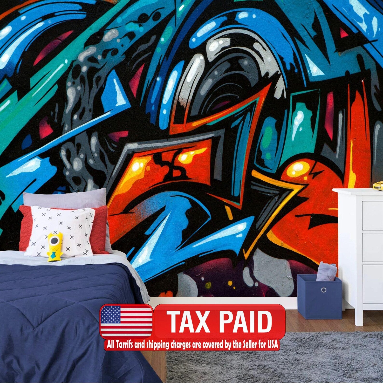 Graffiti Drips Paint Art Print, Teens Kids Wall Decor