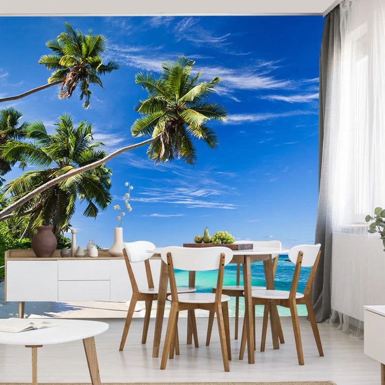 Tropical Beach Wallpaper Mural, Peel & Stick Wall Decor