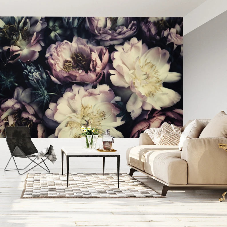 Vintage Peonies Wallpaper Mural Art Print