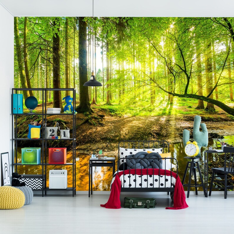 Green Forest Trees Wallpaper Mural – Art