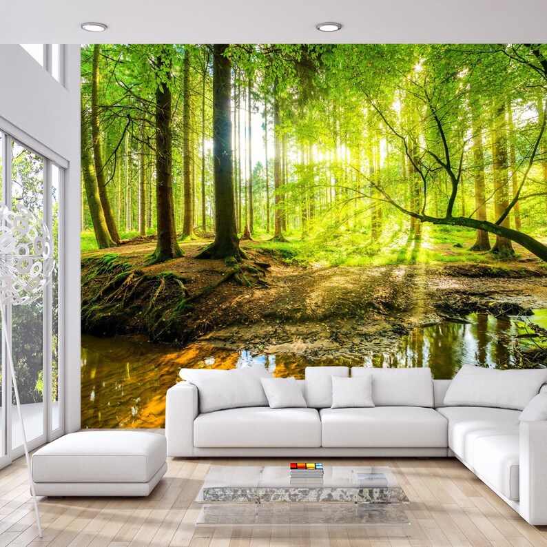 Green Forest Trees Wallpaper Mural – Art