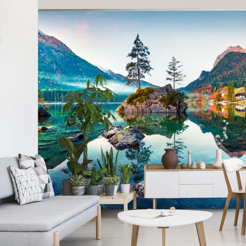 Hintersee Lake Wallpaper Mural: Bavarian Alps Art Print