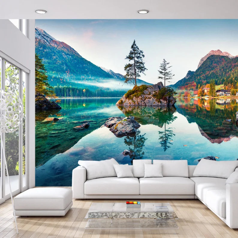 Hintersee Lake Wallpaper Mural: Bavarian Alps Art Print