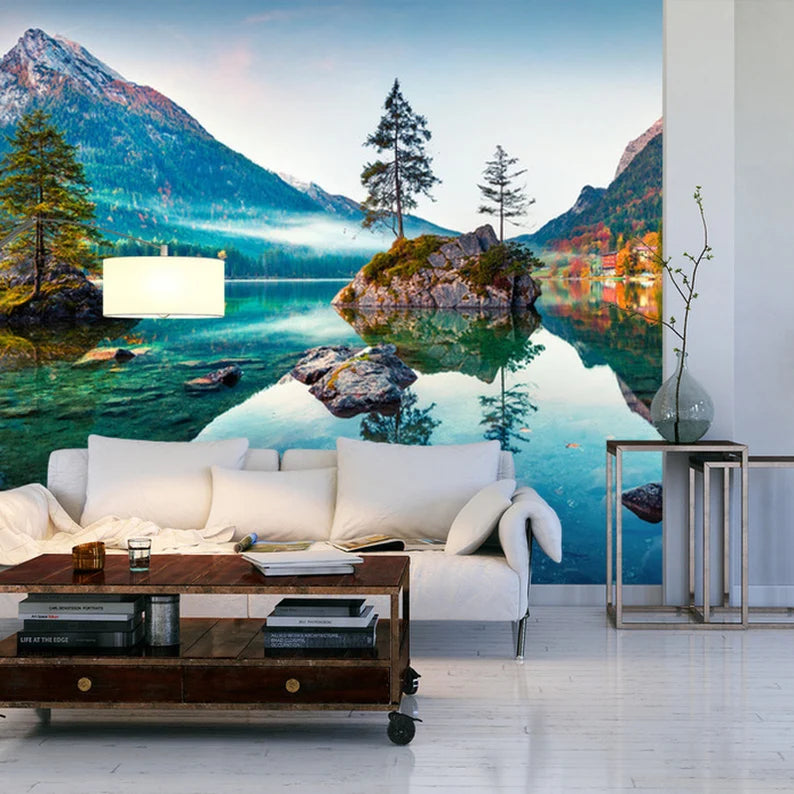 Hintersee Lake Wallpaper Mural: Bavarian Alps Art Print