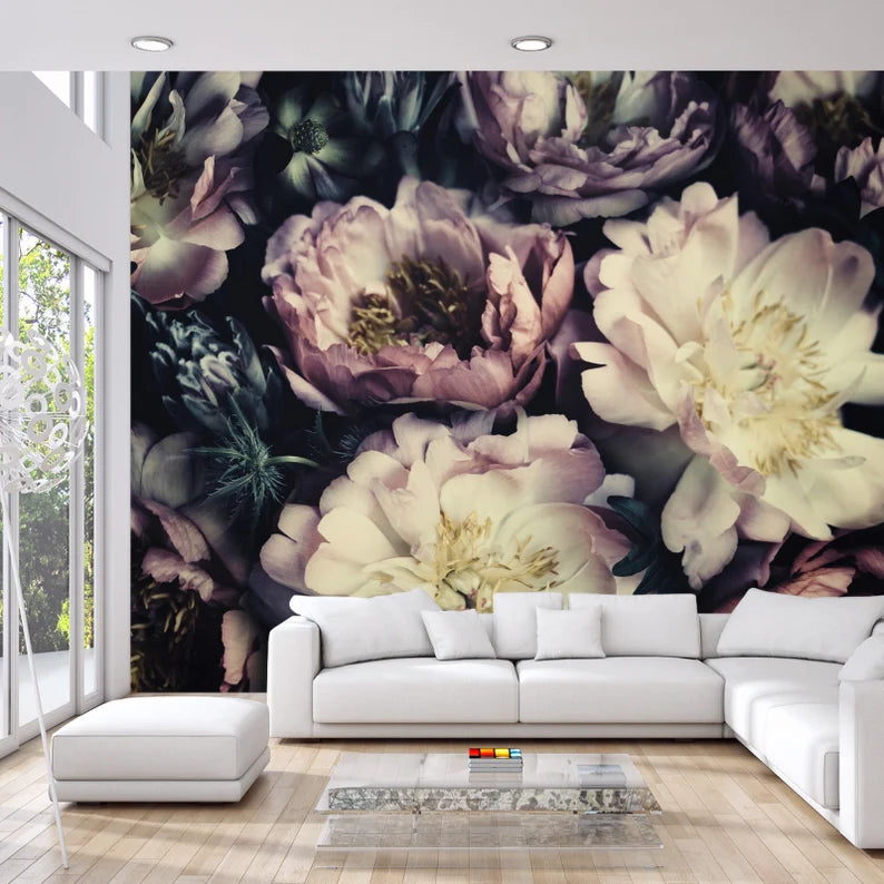 Vintage Peonies Wallpaper Mural Art Print