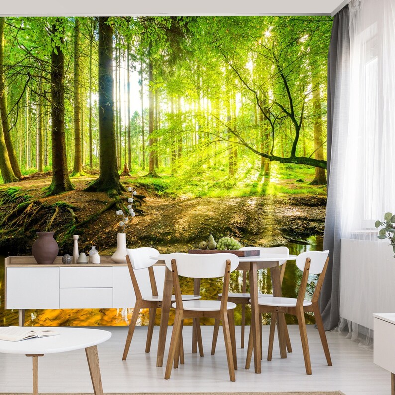 Green Forest Trees Wallpaper Mural – Art