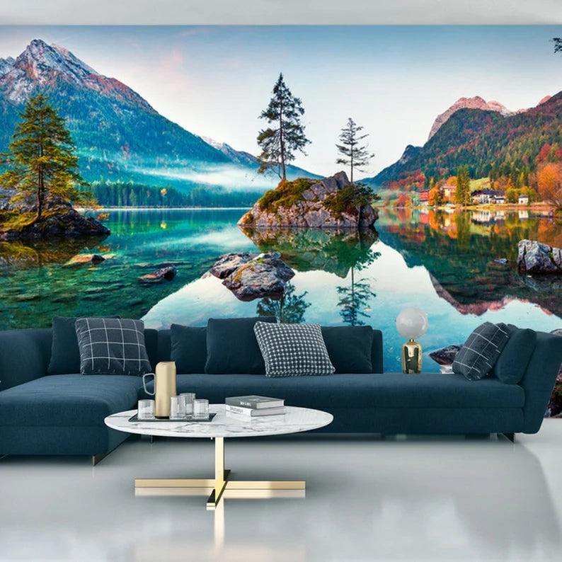 Hintersee Lake Wallpaper Mural: Bavarian Alps Art Print