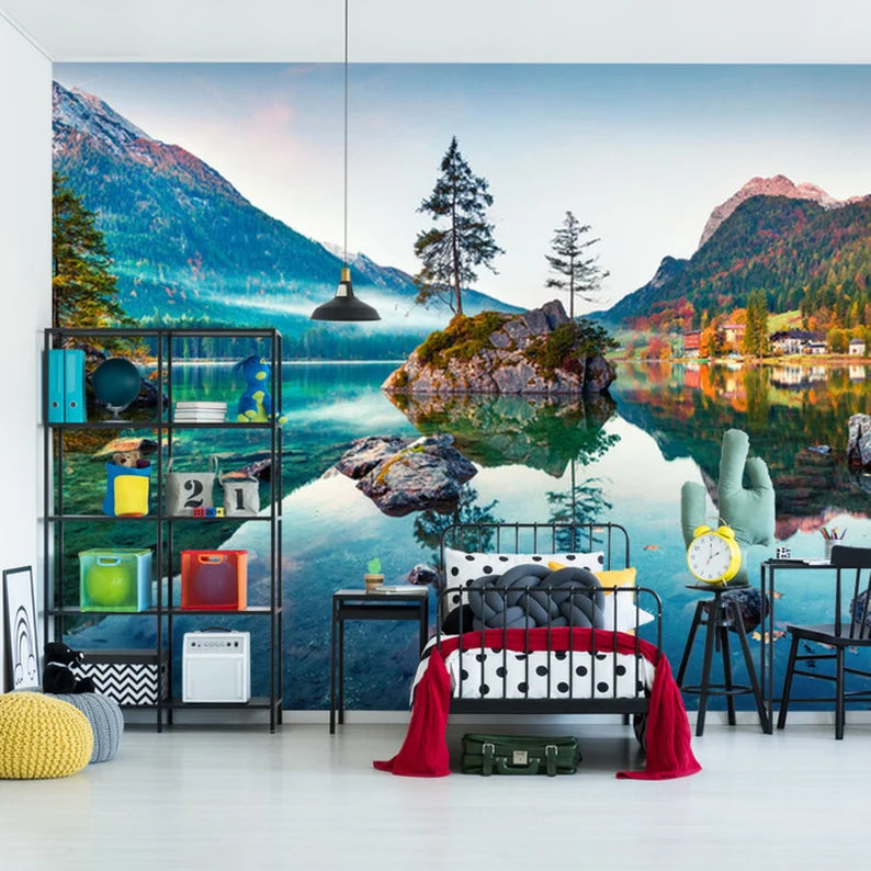 Hintersee Lake Wallpaper Mural: Bavarian Alps Art Print