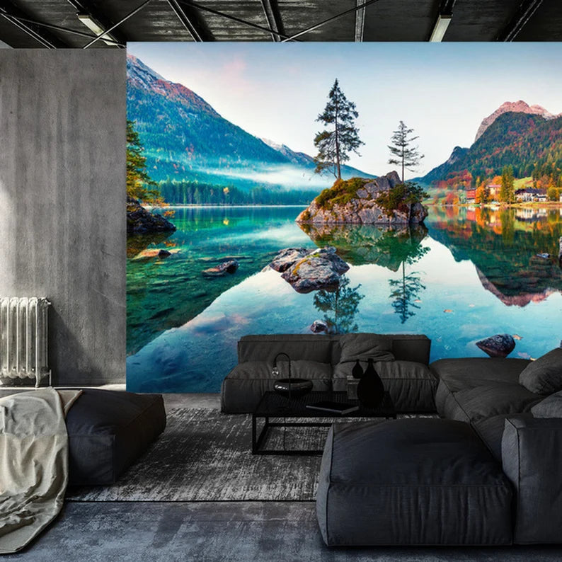 Hintersee Lake Wallpaper Mural: Bavarian Alps Art Print