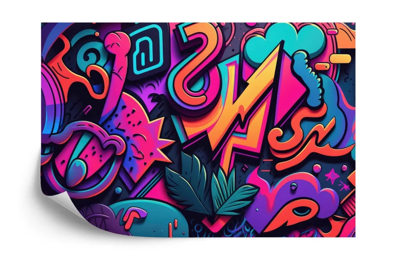 Neon Graffiti Abstract Art Wallpaper Mural