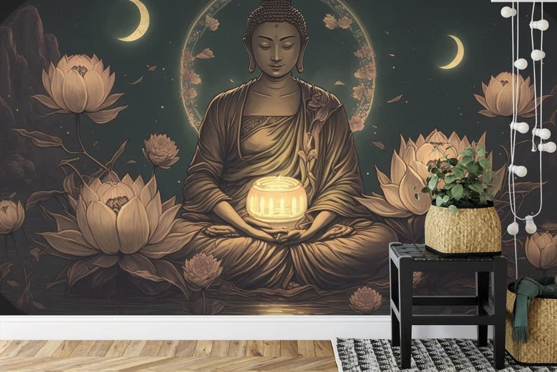 Meditating Buddha Wallpaper Mural - Removable