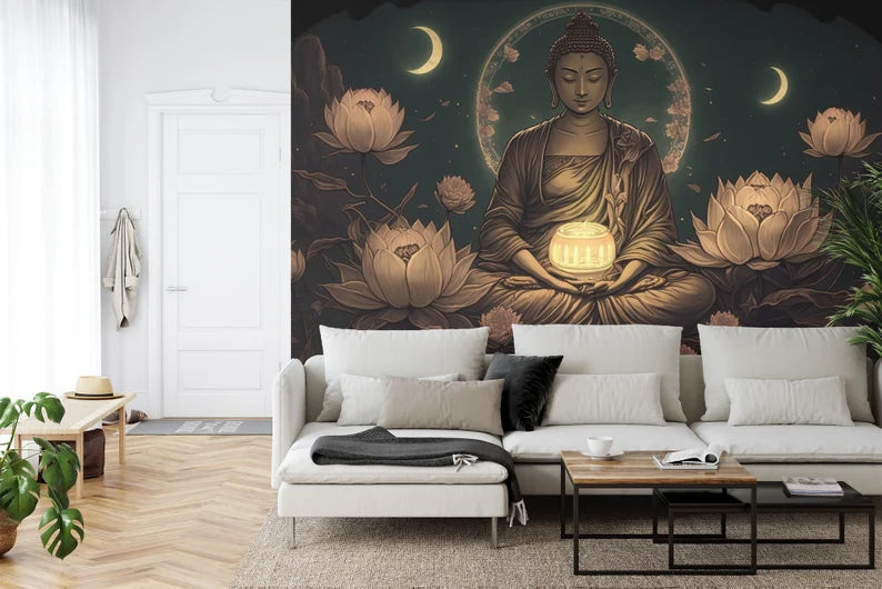 Meditating Buddha Wallpaper Mural - Removable