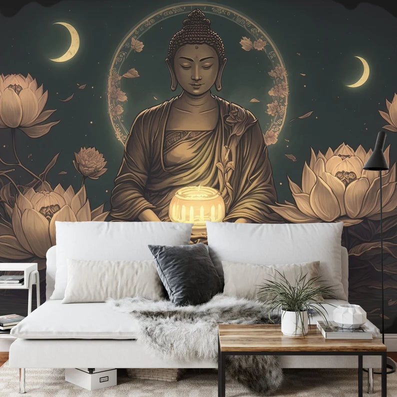 Meditating Buddha Wallpaper Mural - Removable
