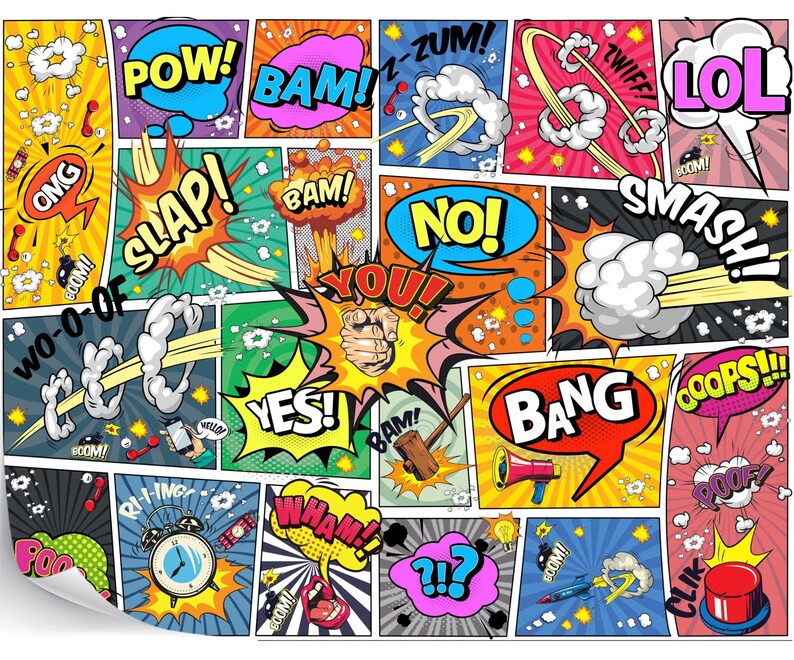 Comic Book Style Wallpaper, Kids Gaming Room Decor