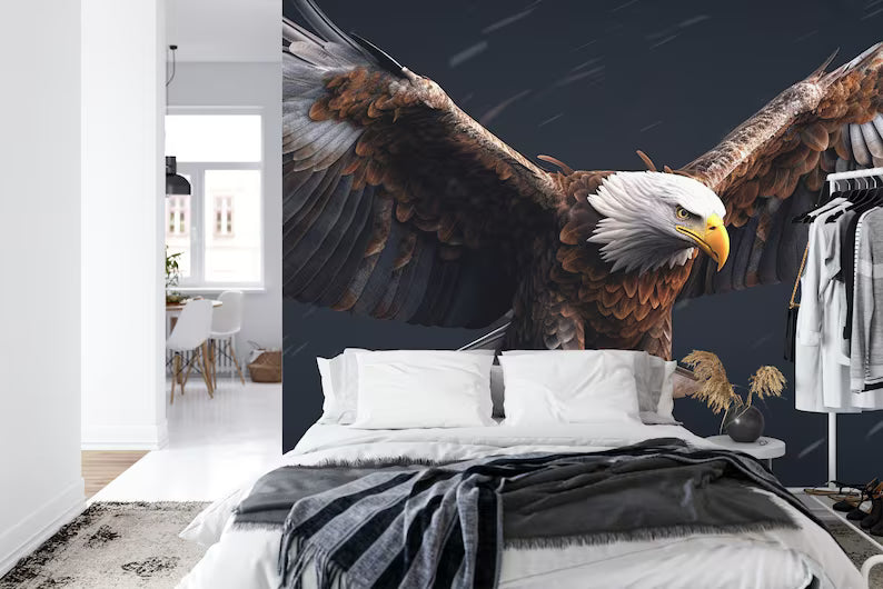 Bald Eagle In Flight Wallpaper Mural Art Print