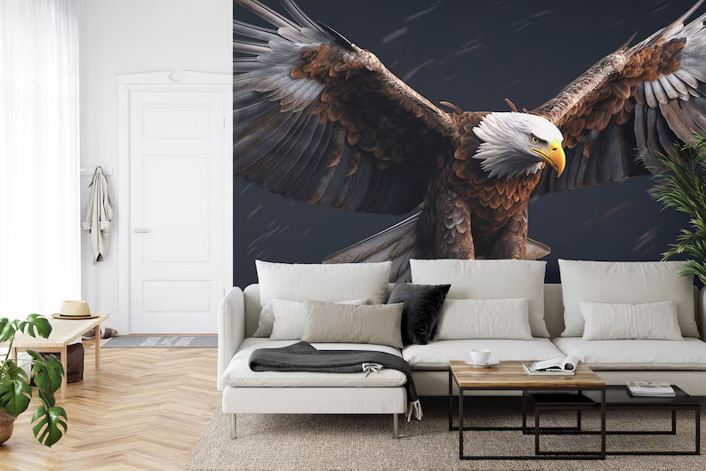Bald Eagle In Flight Wallpaper Mural Art Print