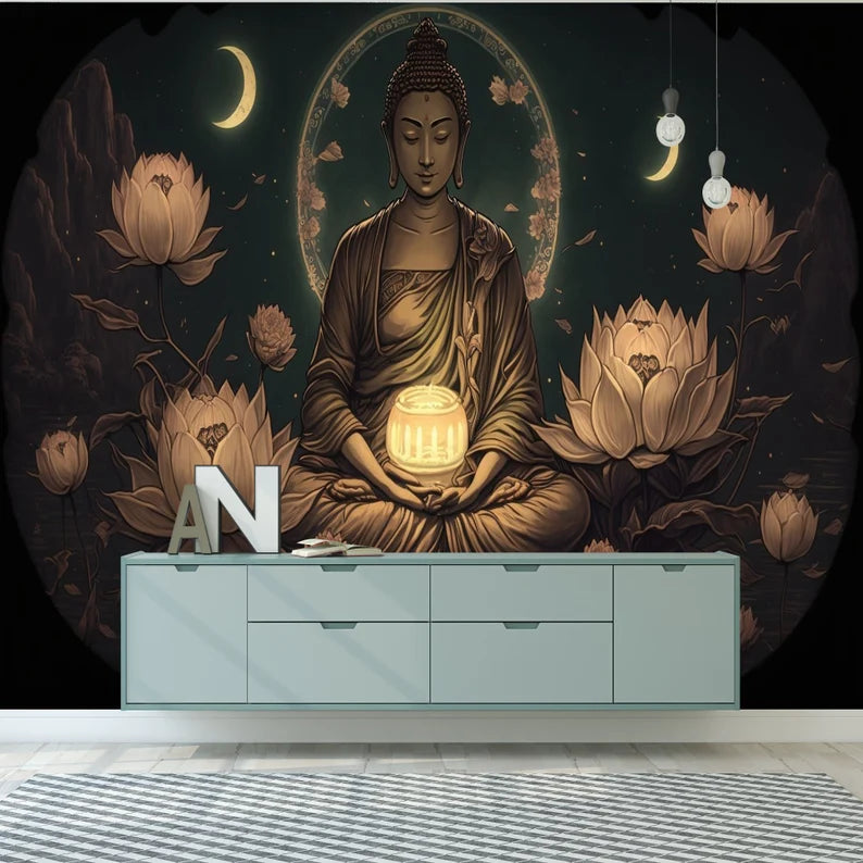 Meditating Buddha Wallpaper Mural - Removable