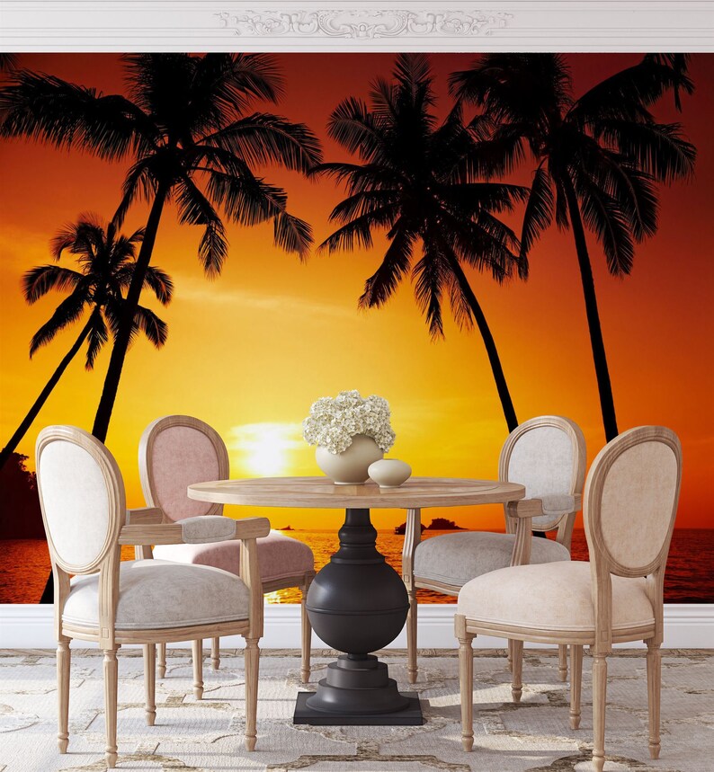Sunset Palm Beach Wallpaper Mural | Photo Wall