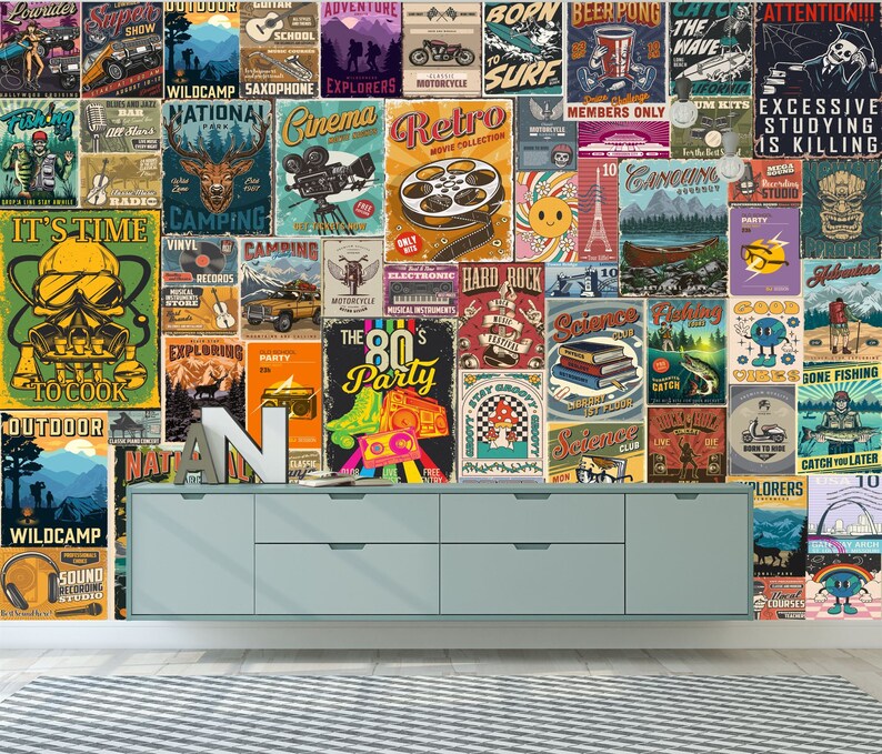 Retro Pop Art Collage Wallpaper Mural