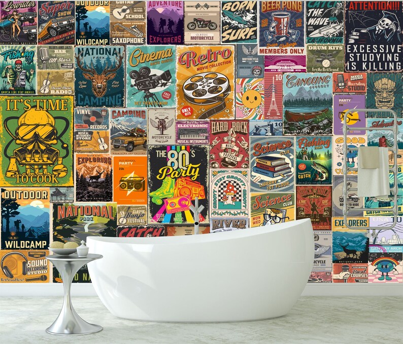 Retro Pop Art Collage Wallpaper Mural