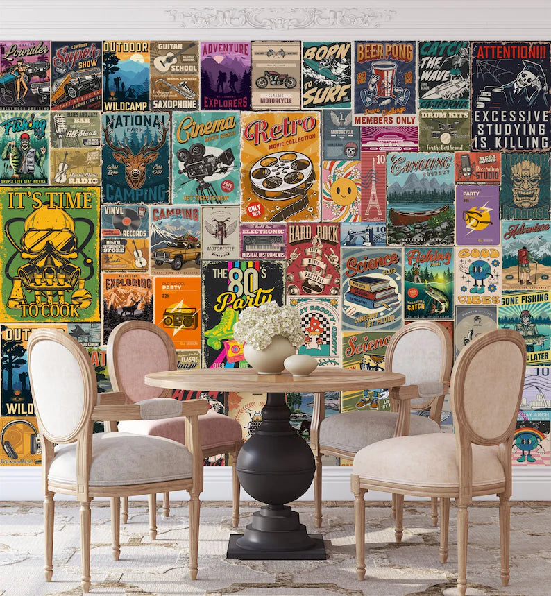 Retro Pop Art Collage Wallpaper Mural