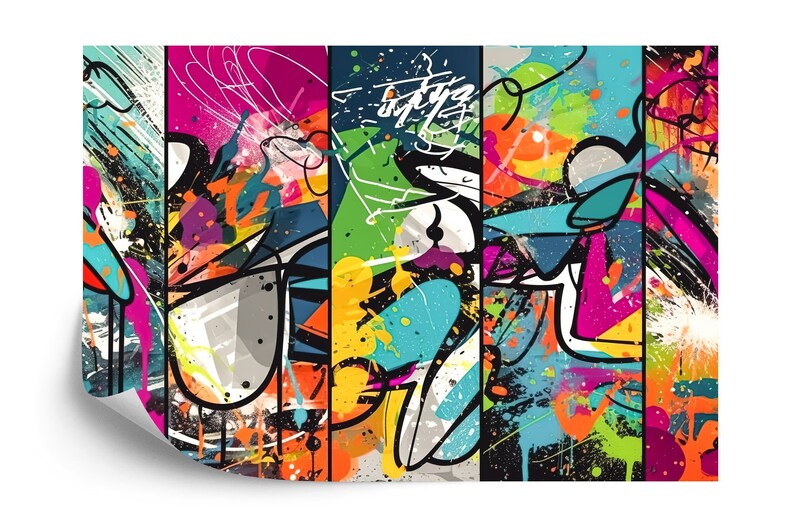 Colorful Graffiti Splatter Wallpaper Mural, Easy-Install