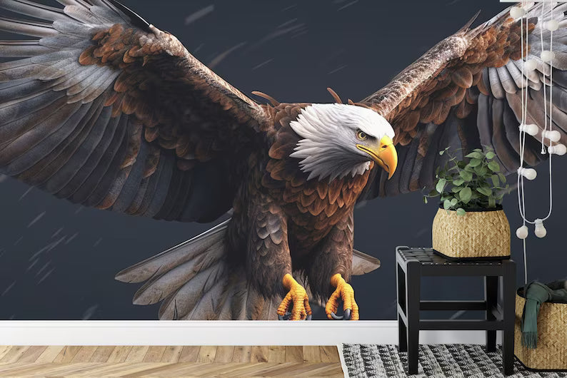Bald Eagle In Flight Wallpaper Mural Art Print