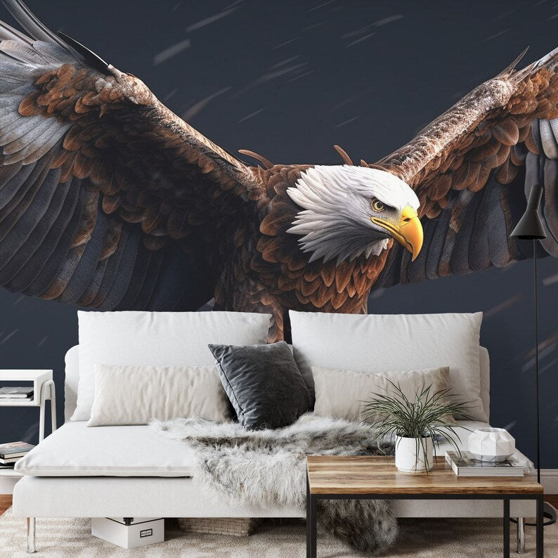 Bald Eagle In Flight Wallpaper Mural Art Print