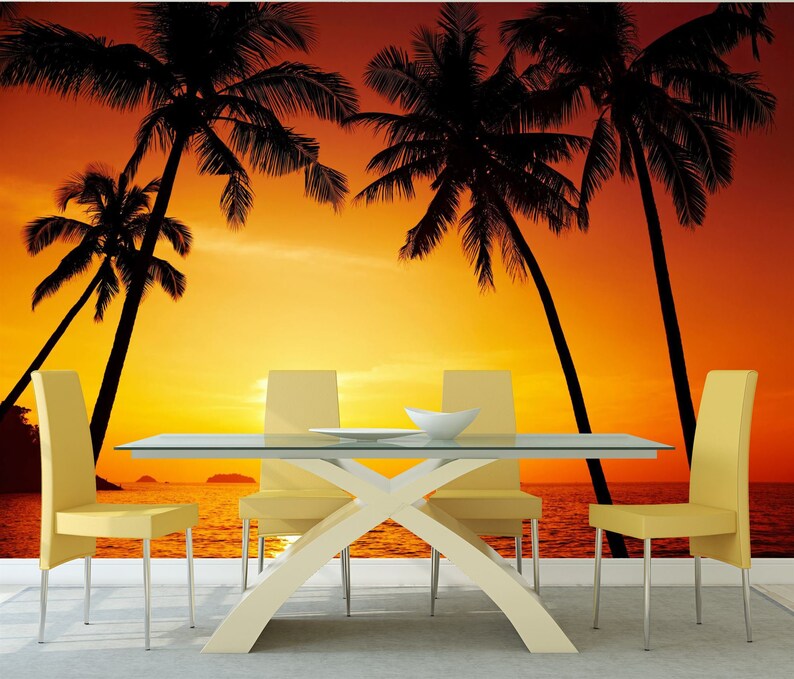 Sunset Palm Beach Wallpaper Mural | Photo Wall
