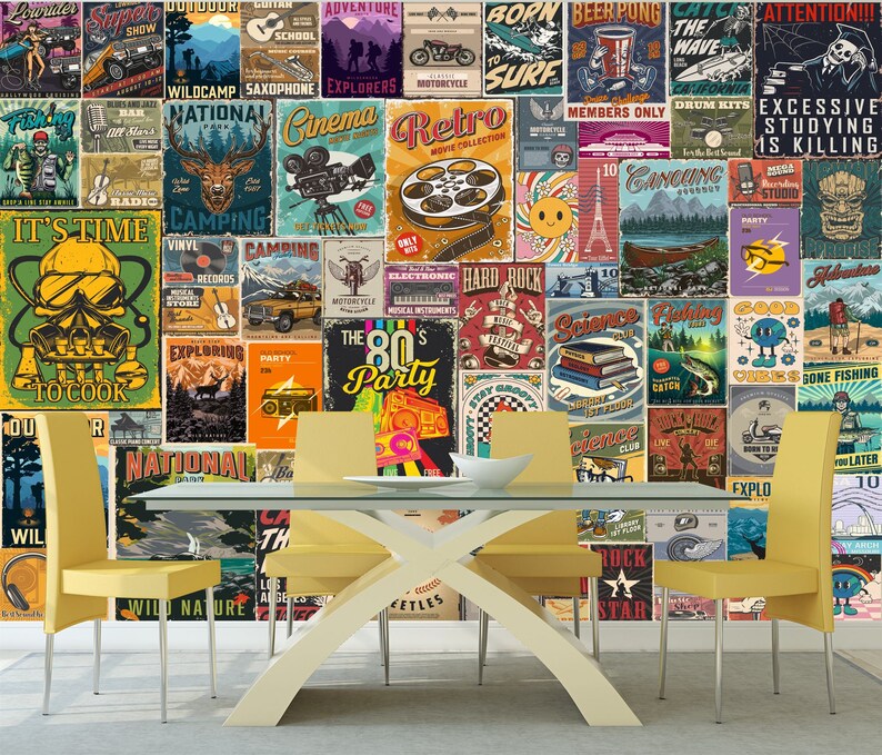 Retro Pop Art Collage Wallpaper Mural
