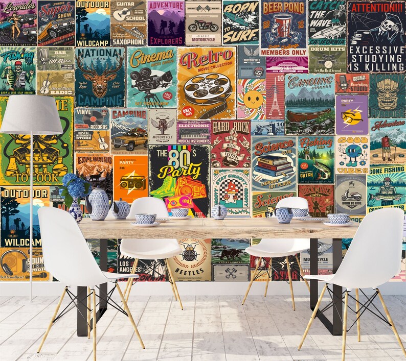 Retro Pop Art Collage Wallpaper Mural