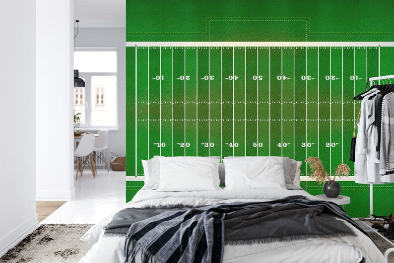 American Football Field Wallpaper Mural, Kids Room Decor