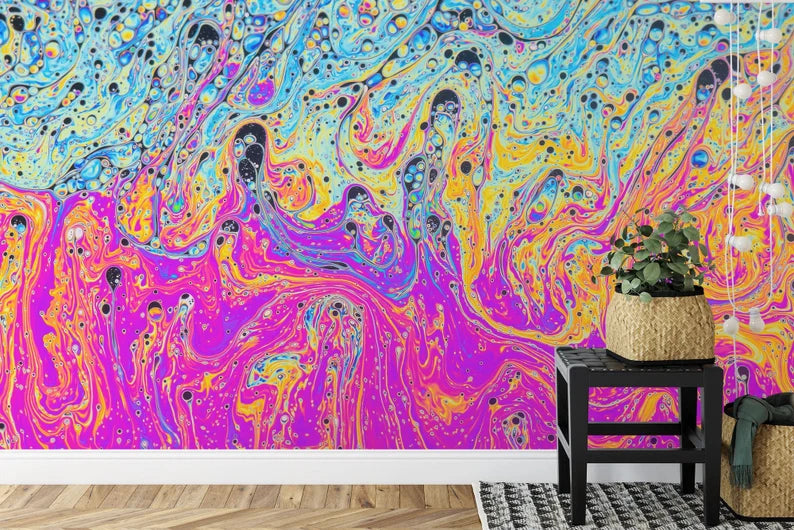 Psychedelic Soap Bubble Wall Mural – Colorful Abstract