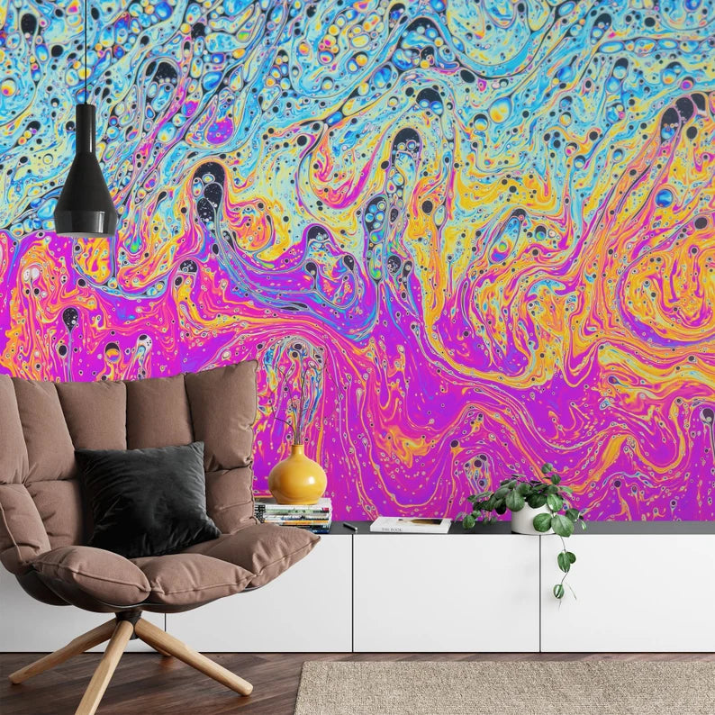 Psychedelic Soap Bubble Wall Mural – Colorful Abstract