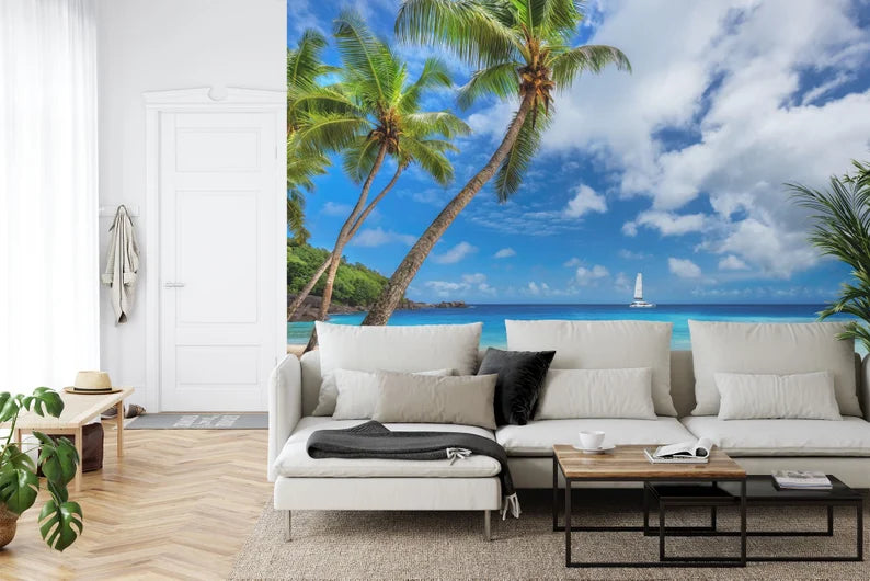 Tropical Island Beach View Wall Mural Art Print