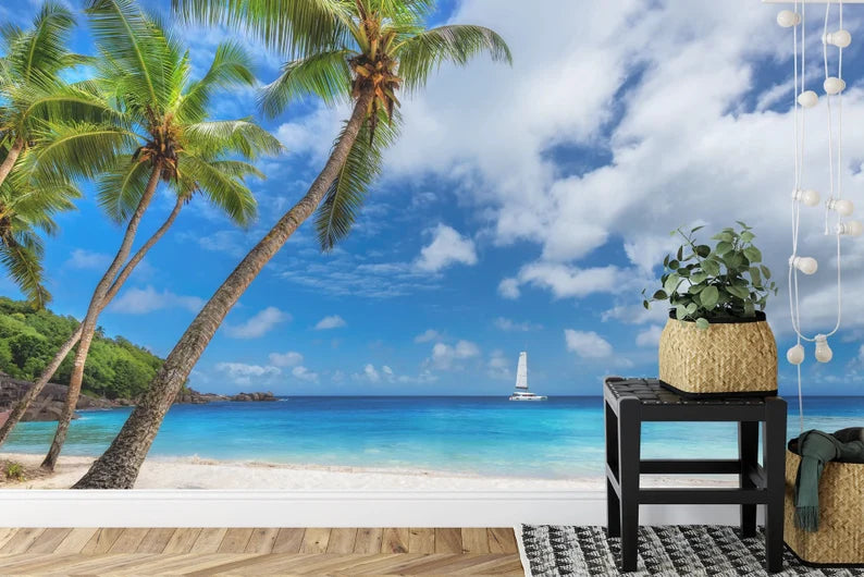 Tropical Island Beach View Wall Mural Art Print