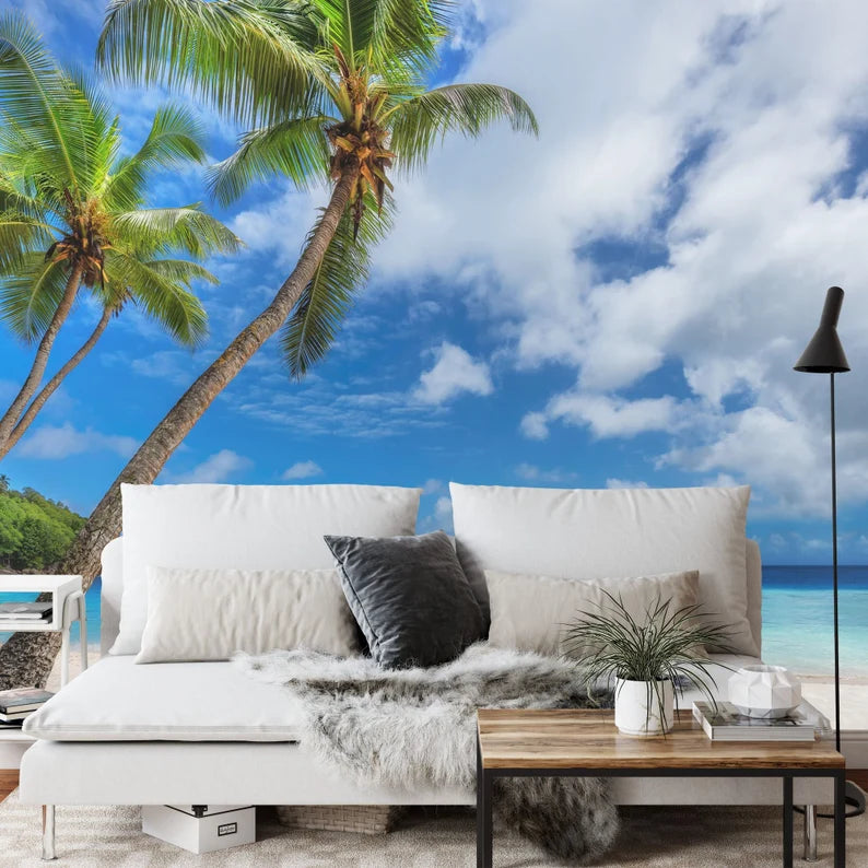 Tropical Island Beach View Wall Mural Art Print