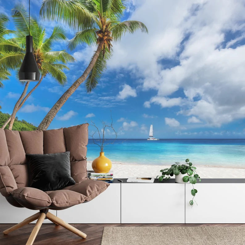 Tropical Island Beach View Wall Mural Art Print
