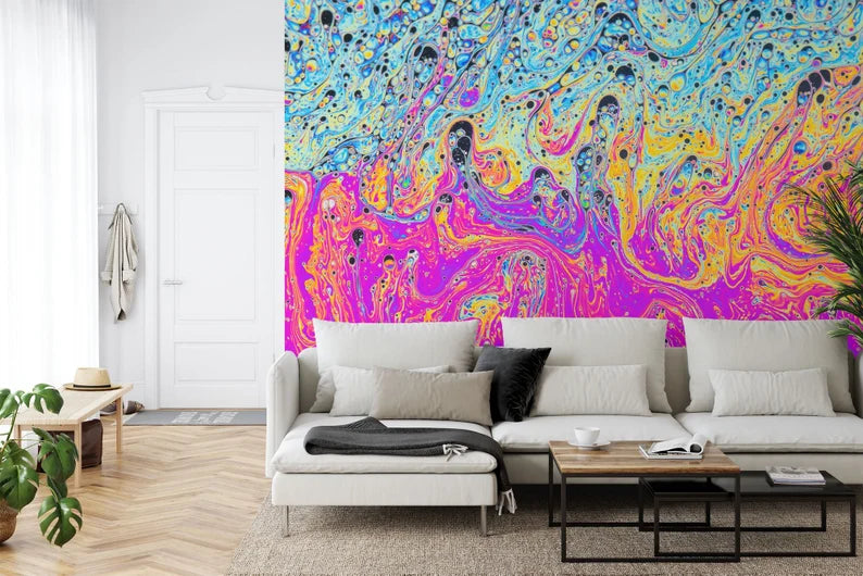 Psychedelic Soap Bubble Wall Mural – Colorful Abstract